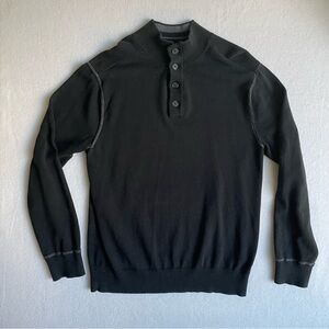 Nautica Jeans Co. Black Button-Neck Cotton Henley Sweater, size XL